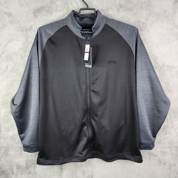 Mens Black & Gray Callaway Jacket Full-Zip Mock Neck Long Sleeve XXL - Picture 2 of 15